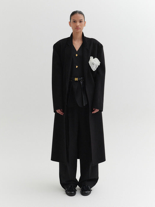 Eenk Handmade Double-Breasted Tailored Coat - Black
