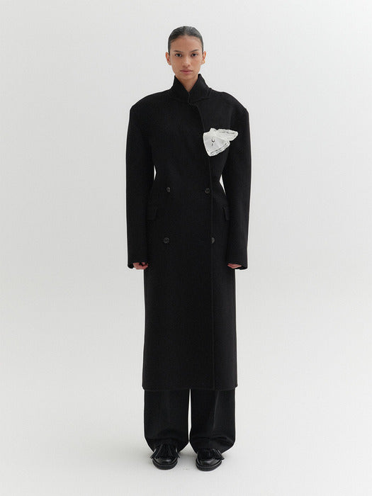 Eenk Handmade Double Breasted Tailored Coat - Black