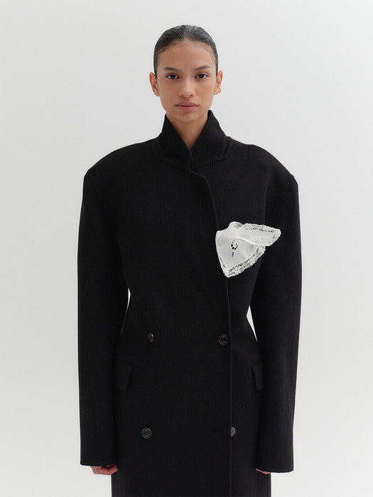 Eenk Handmade Double Breasted Tailored Coat - Black