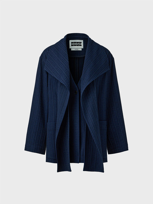 [EENK] Drape Collar Jacket - Navy