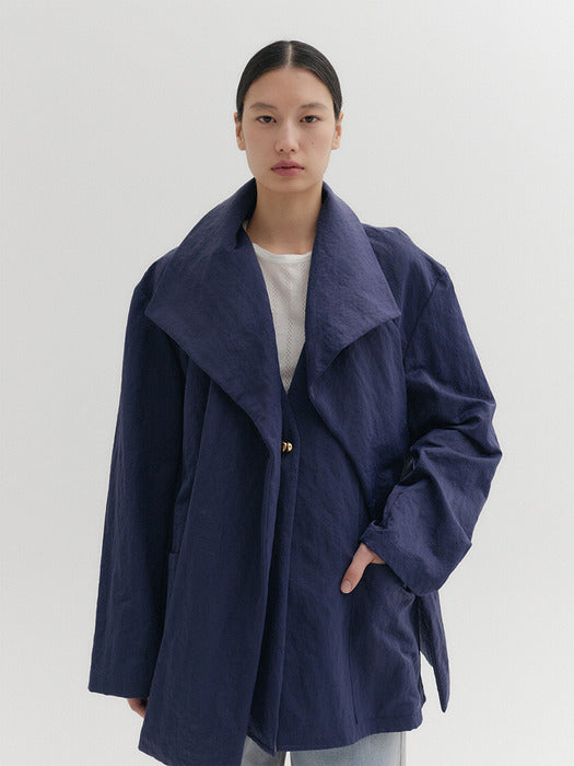 Eenk Drape Collar Jacket - Cool Navy