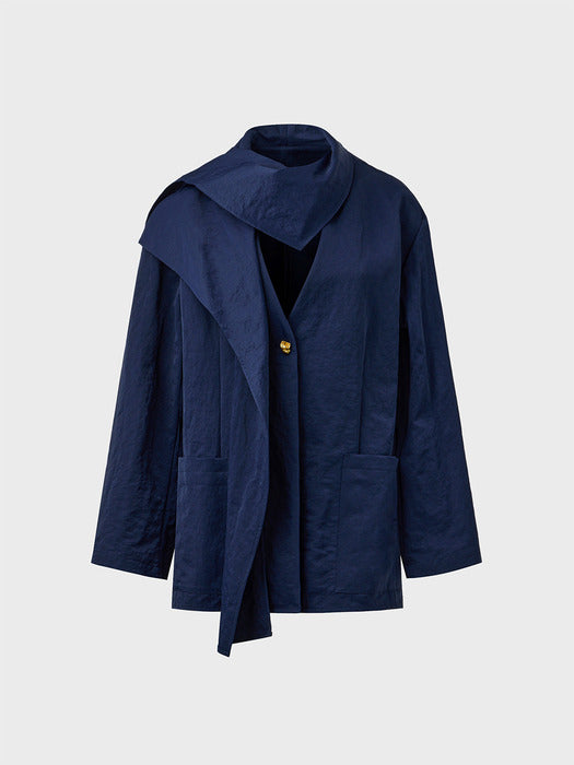 Eenk Drape Collar Jacket - Cool Navy