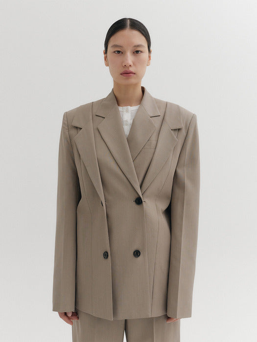 Eenk Double Collar Jacket - Beige