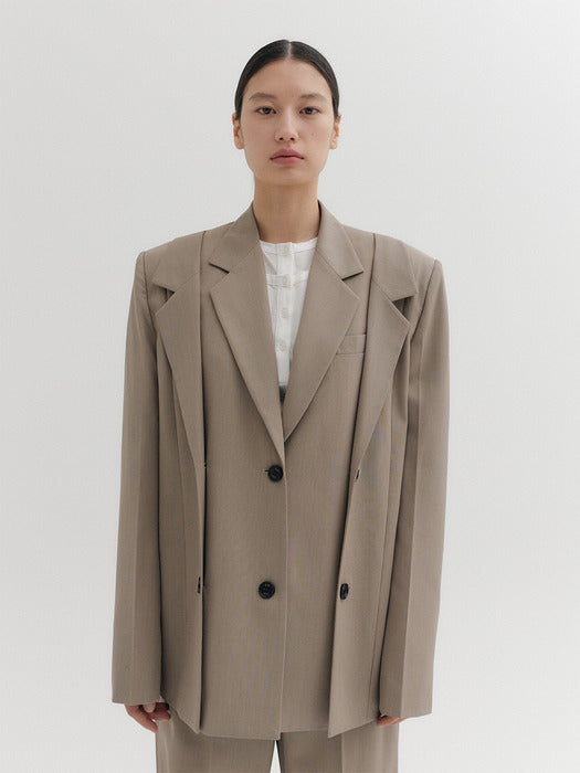Eenk Double Collar Jacket - Beige