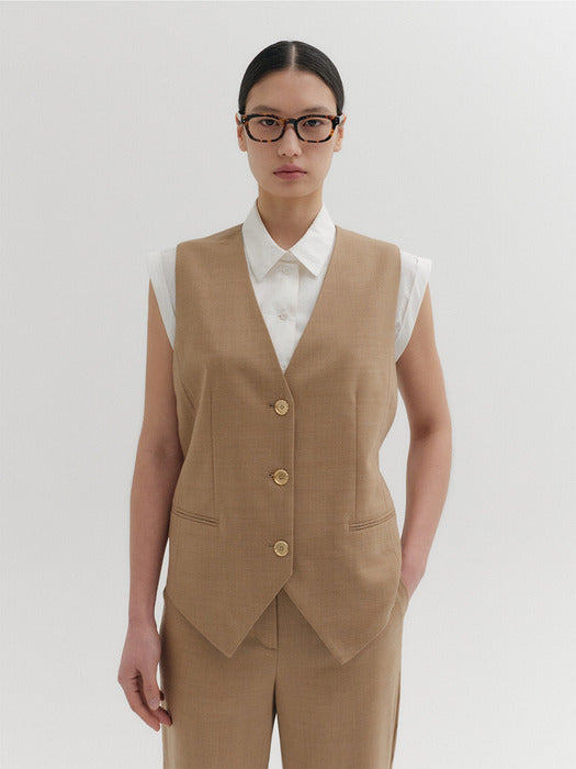 Eenk Shirt Layered Vest - Camel