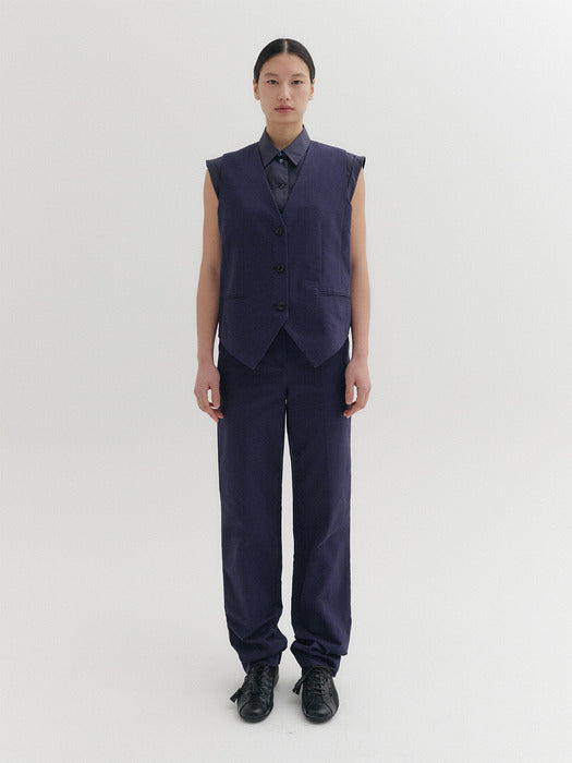 Eenk Shirt Layered Vest - Navy