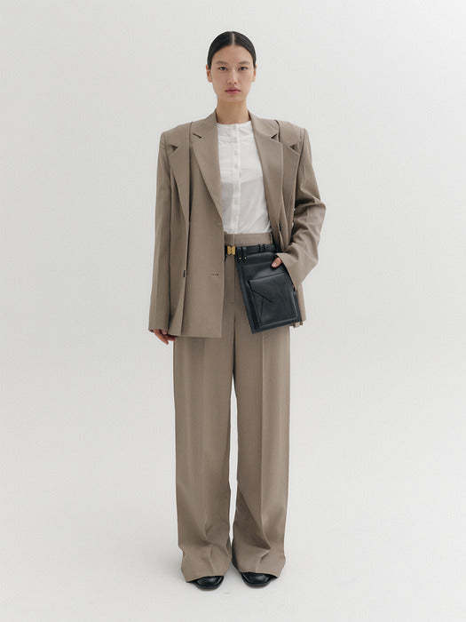 Eenk Side Tuck Pants - Beige