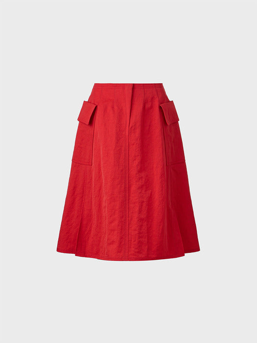 Eenk Pocket A-line Skirt - Red