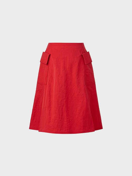 Eenk Pocket A-line Skirt - Red