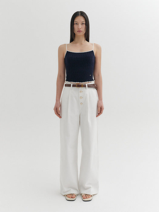 Eenk High Button Wide Denim - White