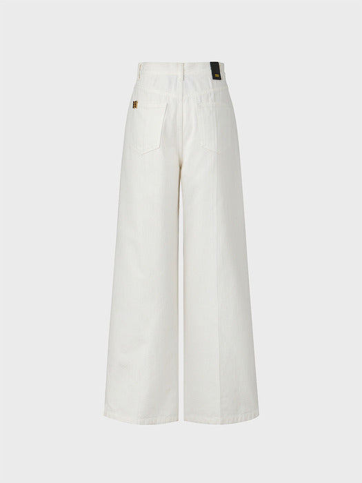 Eenk High Button Wide Denim - White