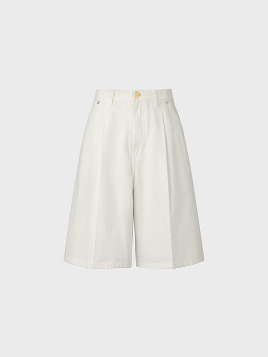 Eenk Tuck Bermuda Denim - White