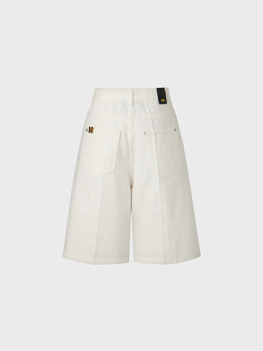 Eenk Tuck Bermuda Denim - White
