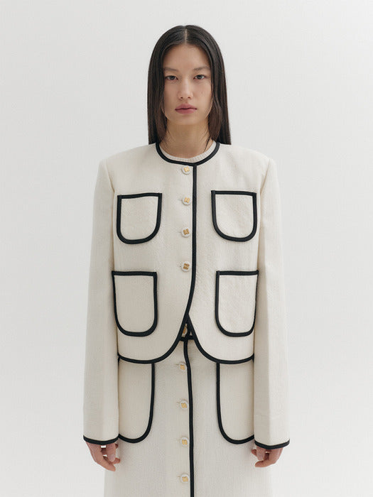 Eenk Trim Panel Short Jacket - Ivory