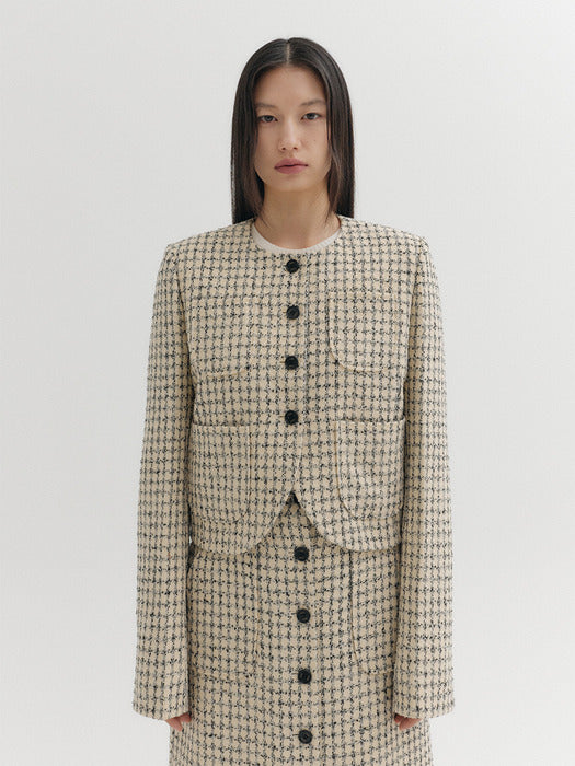 Eenk Trim Panel Short Jacket - Beige
