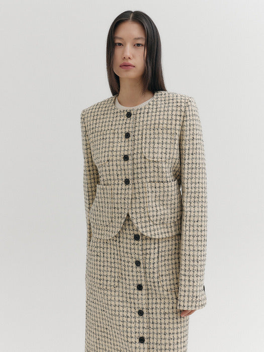 Eenk Trim Panel Short Jacket - Beige