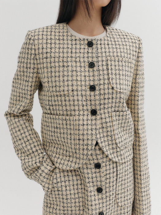 Eenk Trim Panel Short Jacket - Beige