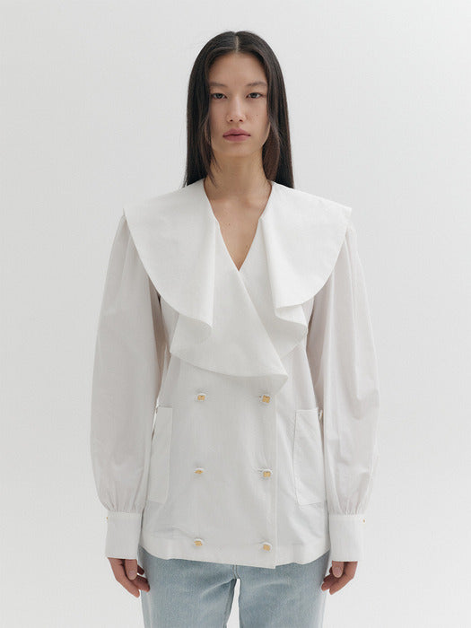 Eenk Fluid Collar Blouse - Ivory