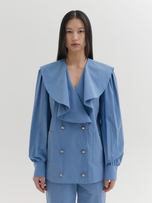 Eenk Fluid Collar Blouse - Blue