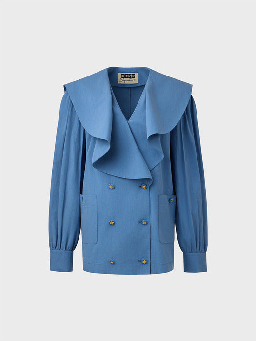 Eenk Fluid Collar Blouse - Blue