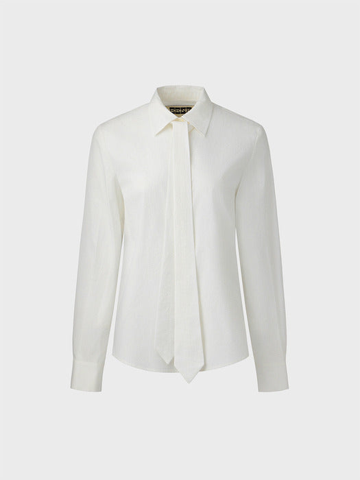 Eenk Long Sleeve Tie Shirt - Ivory