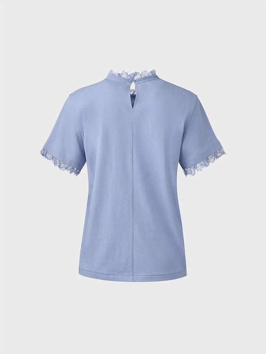 Eenk Lace Trim T-shirt - Sky Blue