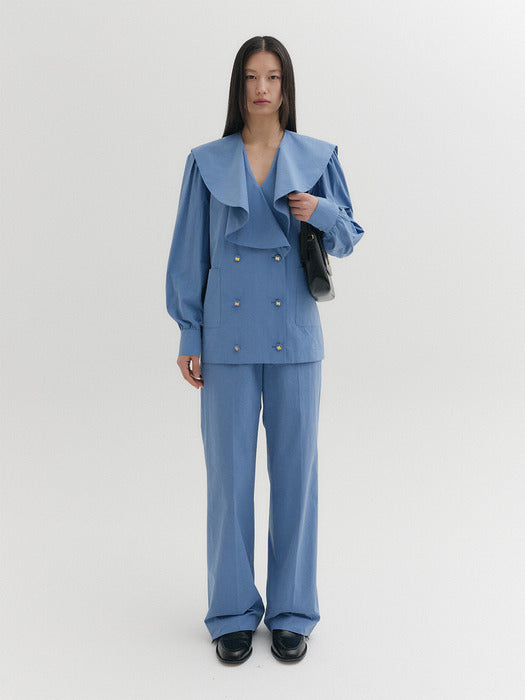 Eenk Relaxed Band Waist Pants - Blue