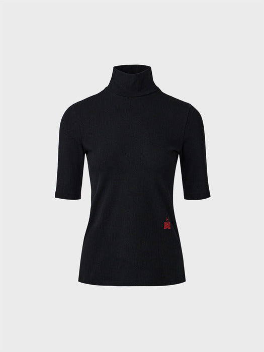 Eenk High-Neck Half Sleeve Top - Black
