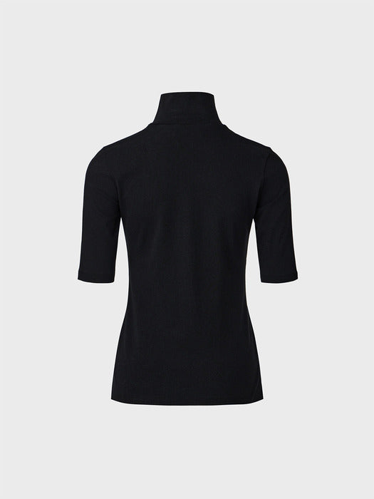 Eenk High-Neck Half Sleeve Top - Black
