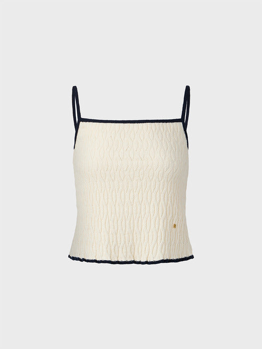 Eenk Contrast Sleeveless Knitwear Top - Ivory