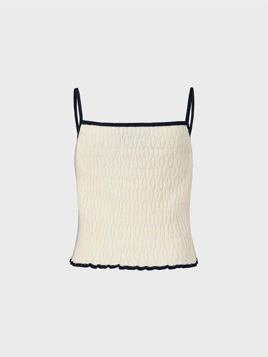 Eenk Contrast Sleeveless Knitwear Top - Ivory