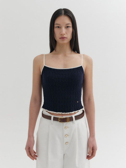 Eenk Contrast Sleeveless Knitwear Top - Navy