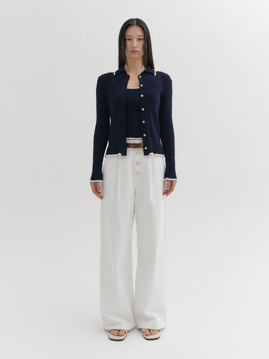 Eenk Contrast Button Knitwear Cardigan - Navy