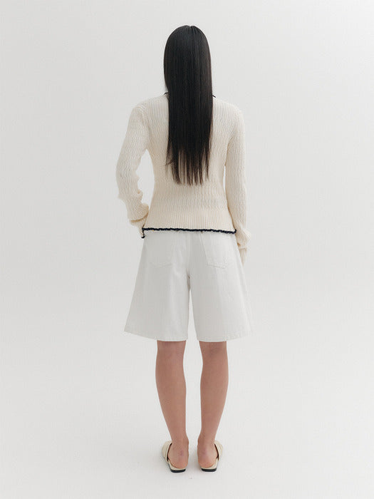 Eenk Contrast Button Knitwear Cardigan - Ivory
