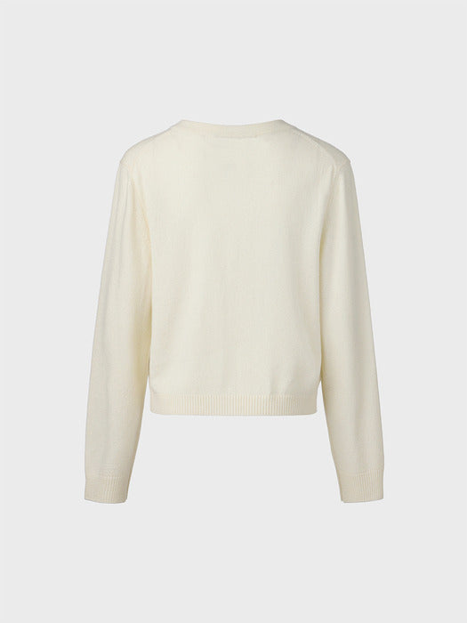 Eenk Logo Embroidered Knitwear Cardigan - Ivory