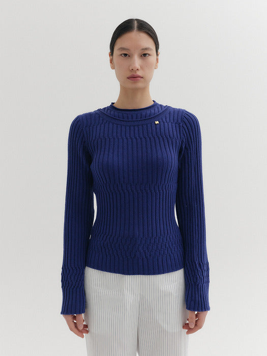 Eenk Layered Knitwear Top - Navy