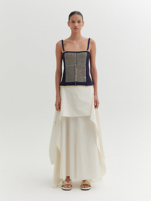 Eenk Textured Sleeveless Knitwear Top - Navy/Beige