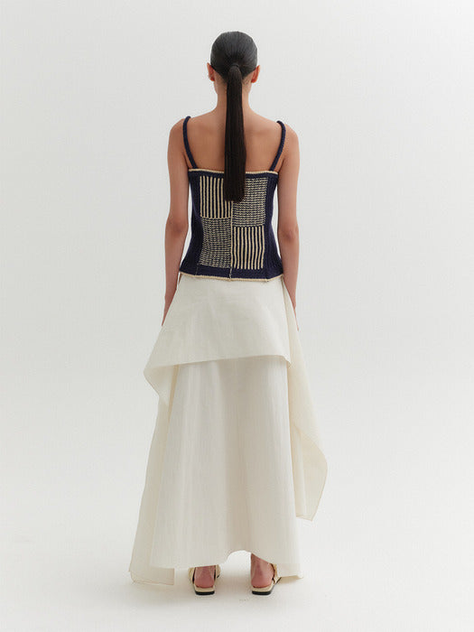 Eenk Textured Sleeveless Knitwear Top - Navy/Beige