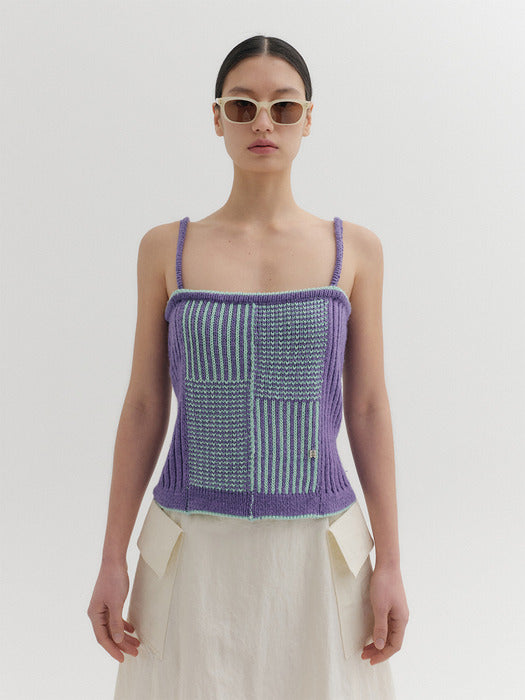 Eenk Textured Sleeveless Knitwear Top - Violet
