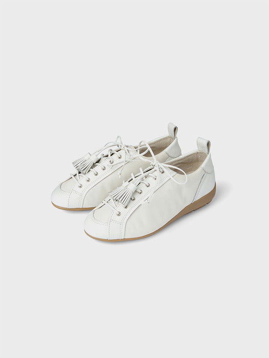 Eenk Tassel Lace-up Flats - Ivory
