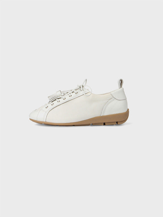 Eenk Tassel Lace-up Flats - Ivory