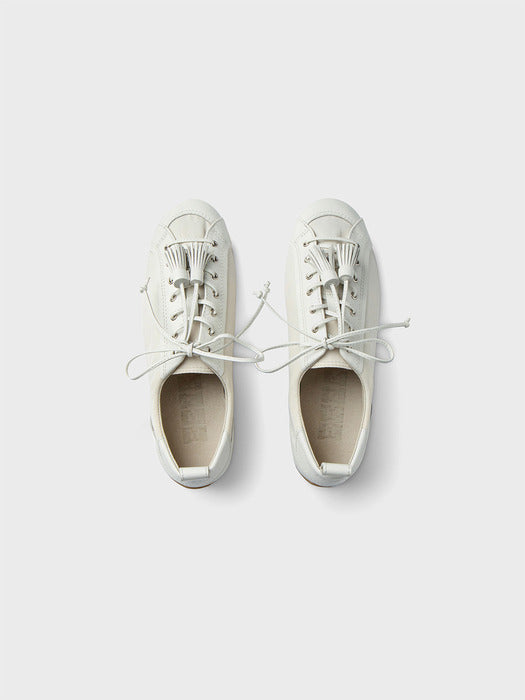 Eenk Tassel Lace-up Flats - Ivory