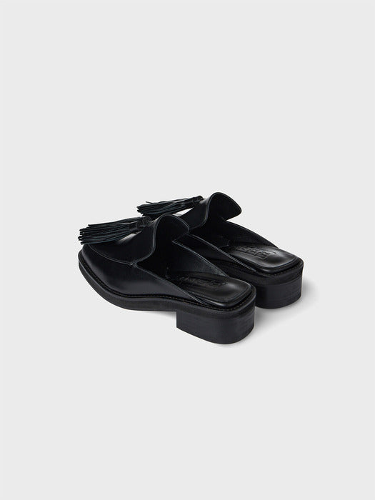 Eenk Tassel Leather Mules - Black