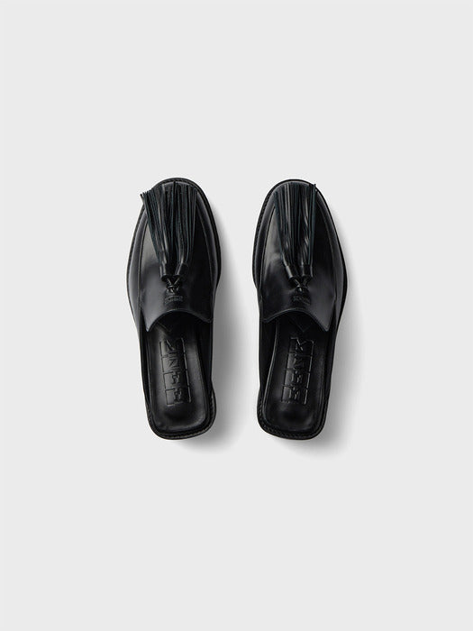 Eenk Tassel Leather Mules - Black