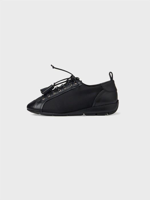 Eenk Tassel Lace-Up Flats - Black