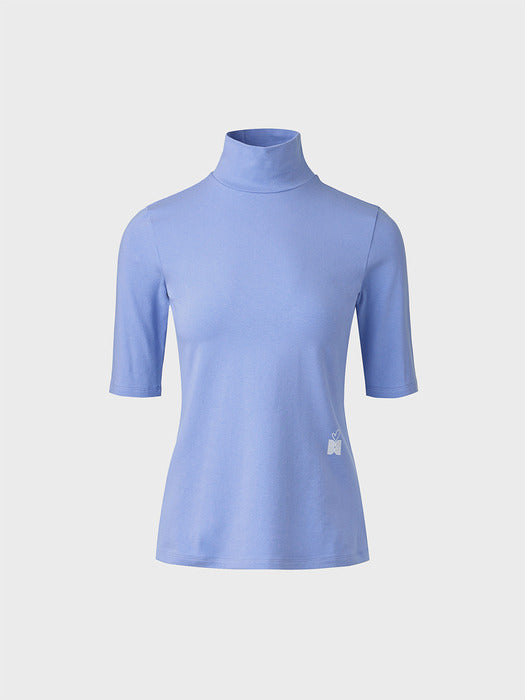 Eenk High Neck Half Sleeve Top - Sky Blue