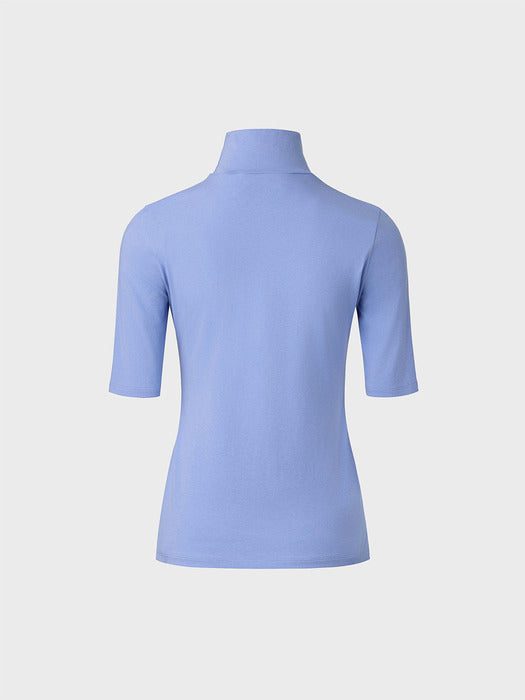 Eenk High Neck Half Sleeve Top - Sky Blue