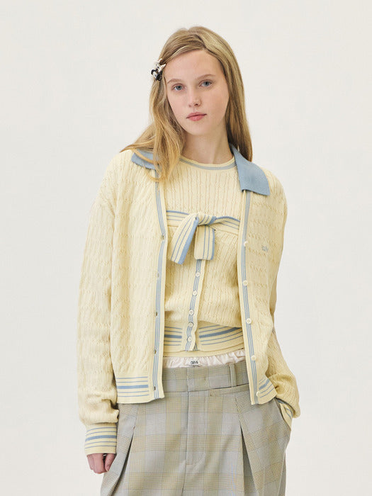 Grove 26Ps Freen Knit Cardigan (Cream)