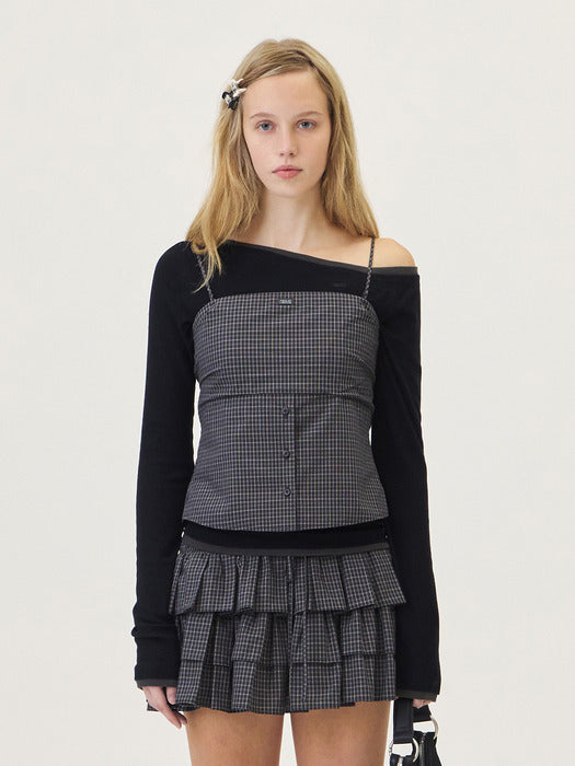 Grove 26Ps Blaine Check Sleeveless (Black)