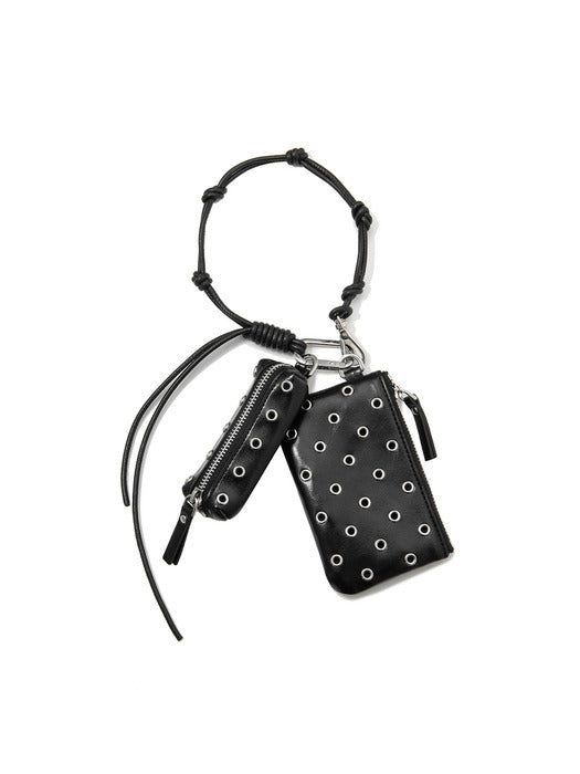 Osoi Knotty Pouch Key Ring [BLACK EYELETS]
